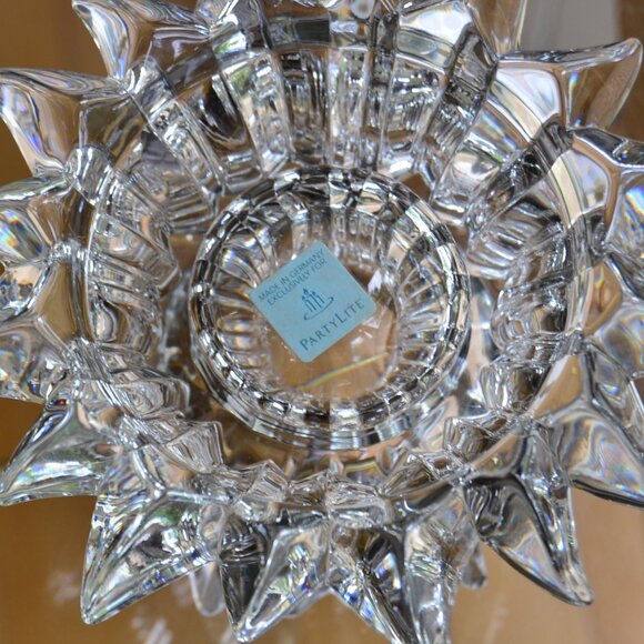 PartyLite Aurora Starburst Lead Crystal Pillar Candle Holder - Picture 7 of 7
